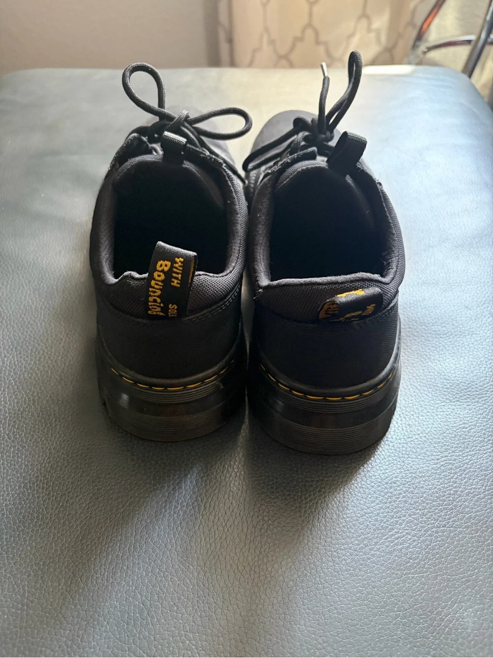 Dr. Martens Black Canvas Oxford with Yellow Stitching